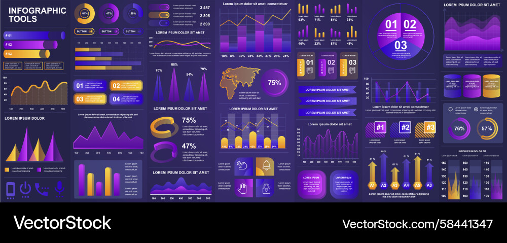 Infographic UI/UX Kit - Charts & Data Vector Image