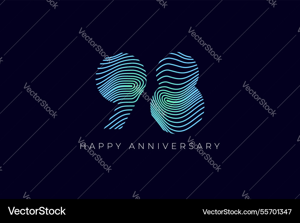 Numeric design with line curve 98th happy Numeric design with line curve 98th happy vector image