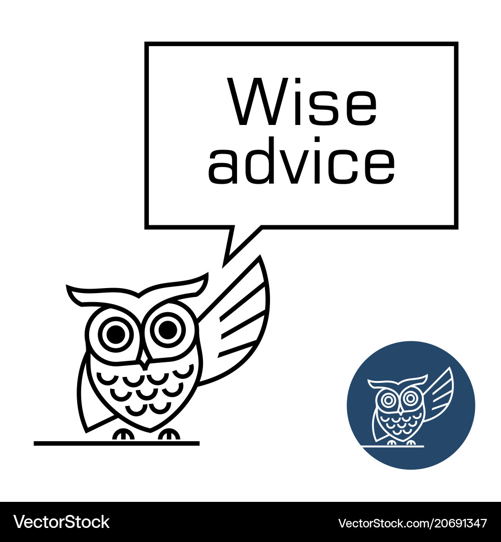 Owl with speech bubble line style vector image