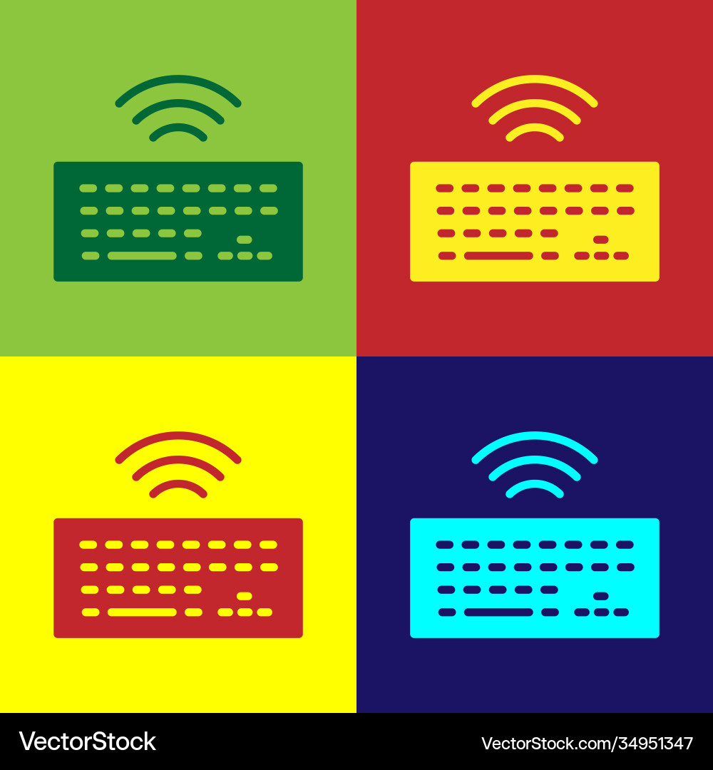 Pop art wireless computer keyboard icon isolated Pop art wireless computer keyboard icon isolated vector image