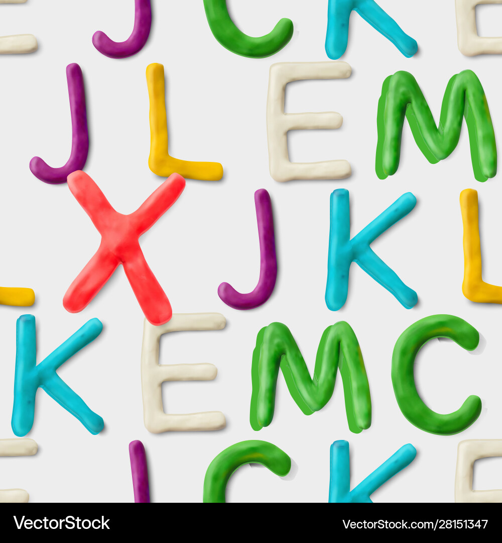 Seamless pattern with alphabet handmade modeling Vector Image