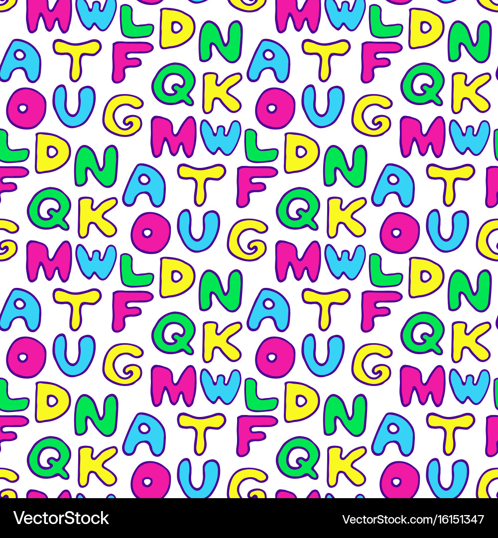 Seamless pattern with colorful letters vector image