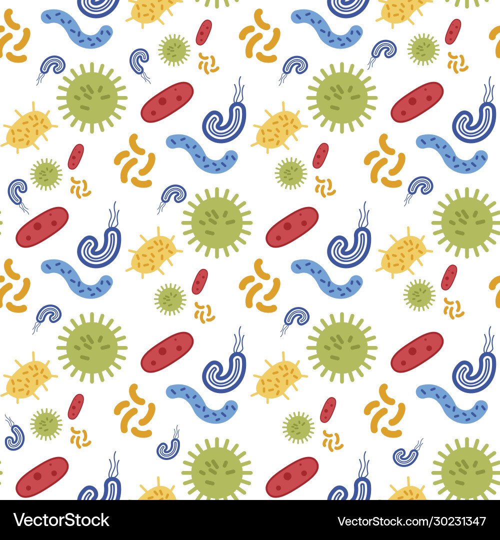 Seamless pattern with virus microbe and bacteria Seamless pattern with virus microbe and bacteria vector image