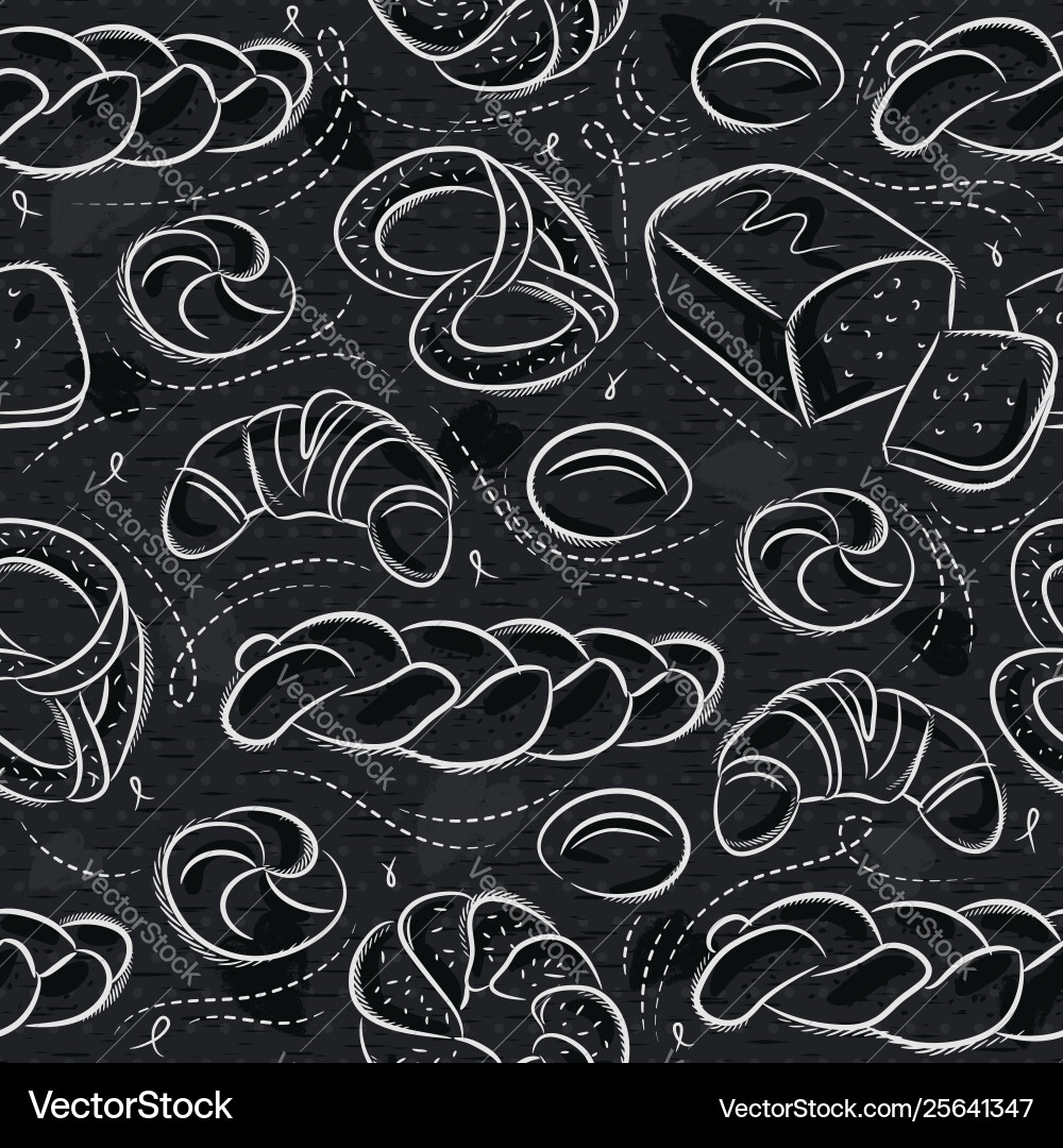 Seamless patterns with different breads pretzel Seamless patterns with different breads pretzel vector image