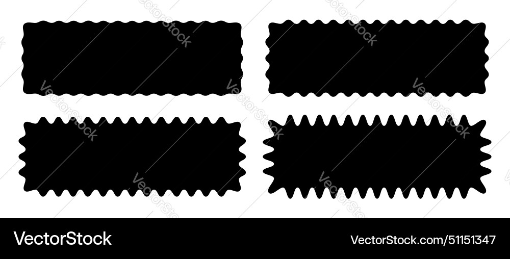 Set of different rectangles with wiggly edges Set of different rectangles with wiggly edges vector image