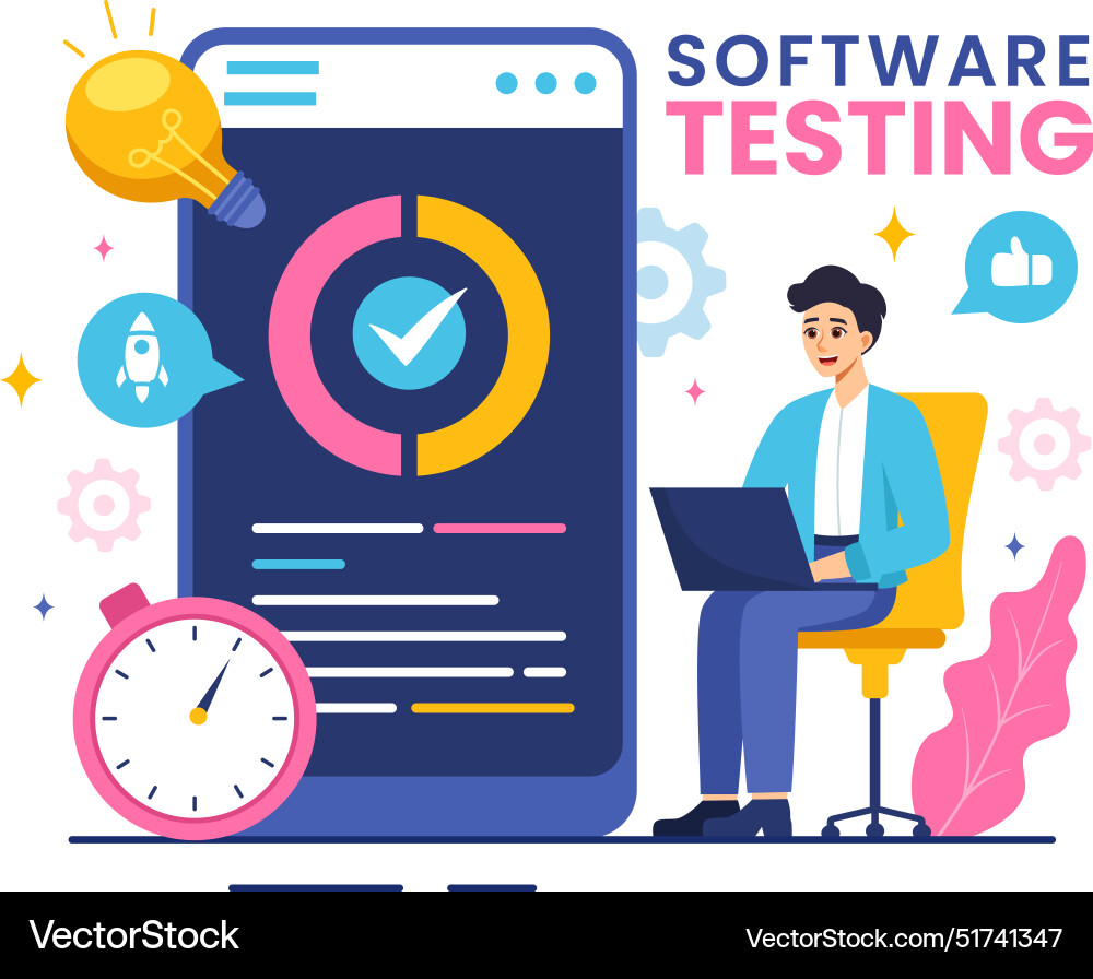 Software testing featuring application Vector Image