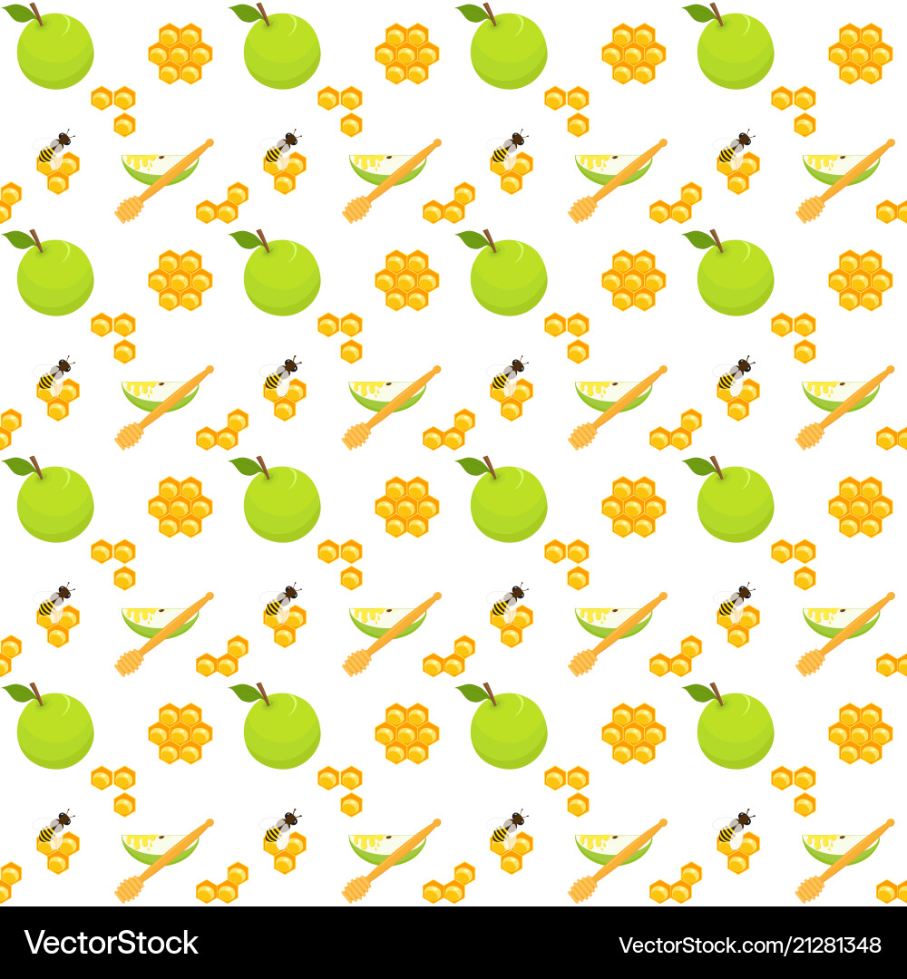 Apples and honeycomb seamless pattern Apples and honeycomb seamless pattern vector image