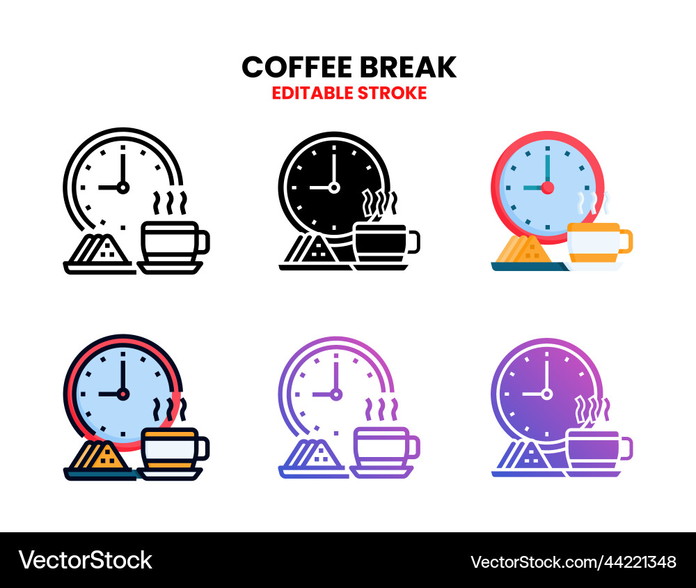 Coffee break icon set with different styles Vector Image