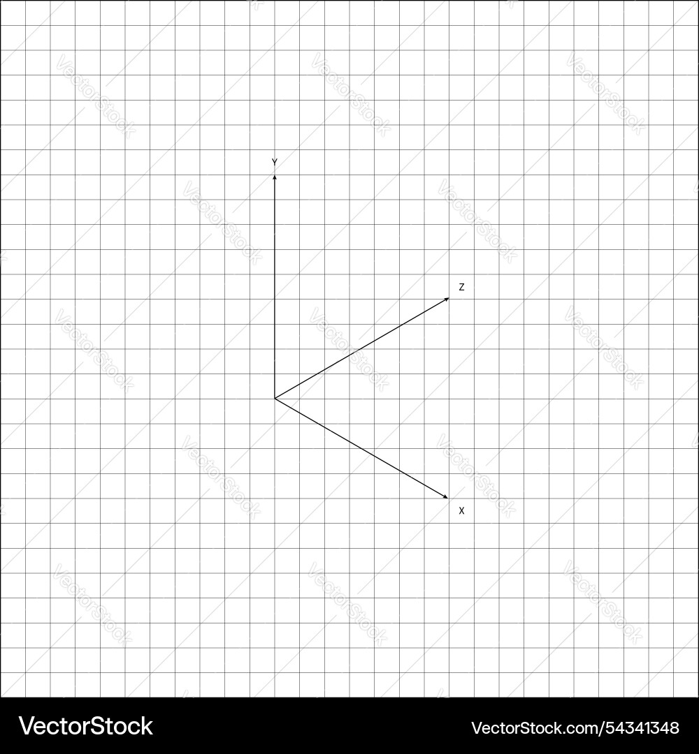 Coordinate axes in space on notebook sheet Coordinate axes in space on notebook sheet vector image