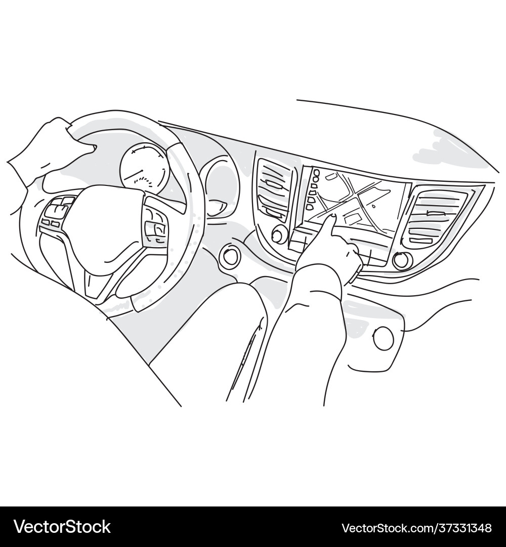 Driver Using Navigation Tool Vector Image