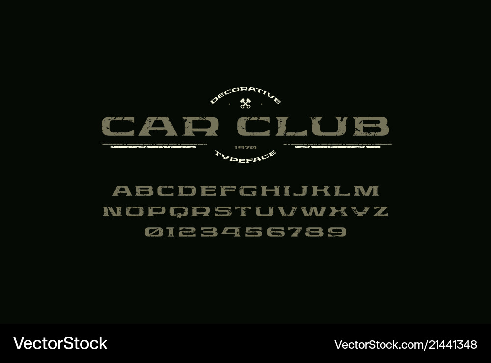 Extended serif font in retro style vector image