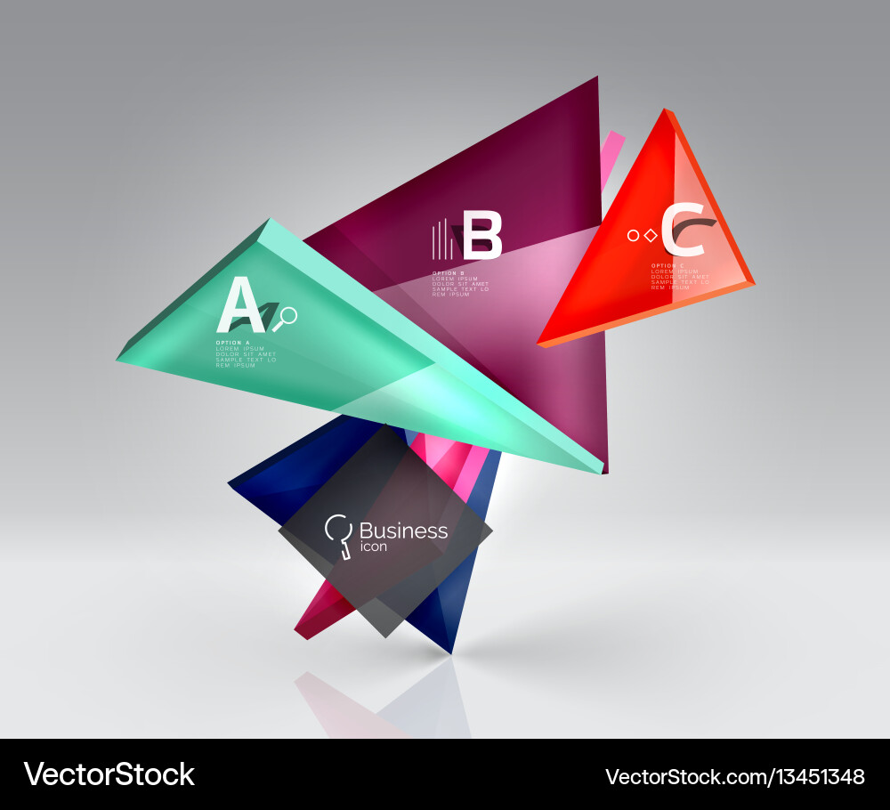 Glossy glass translucent triangles on 3d empty Glossy glass translucent triangles on 3d empty vector image