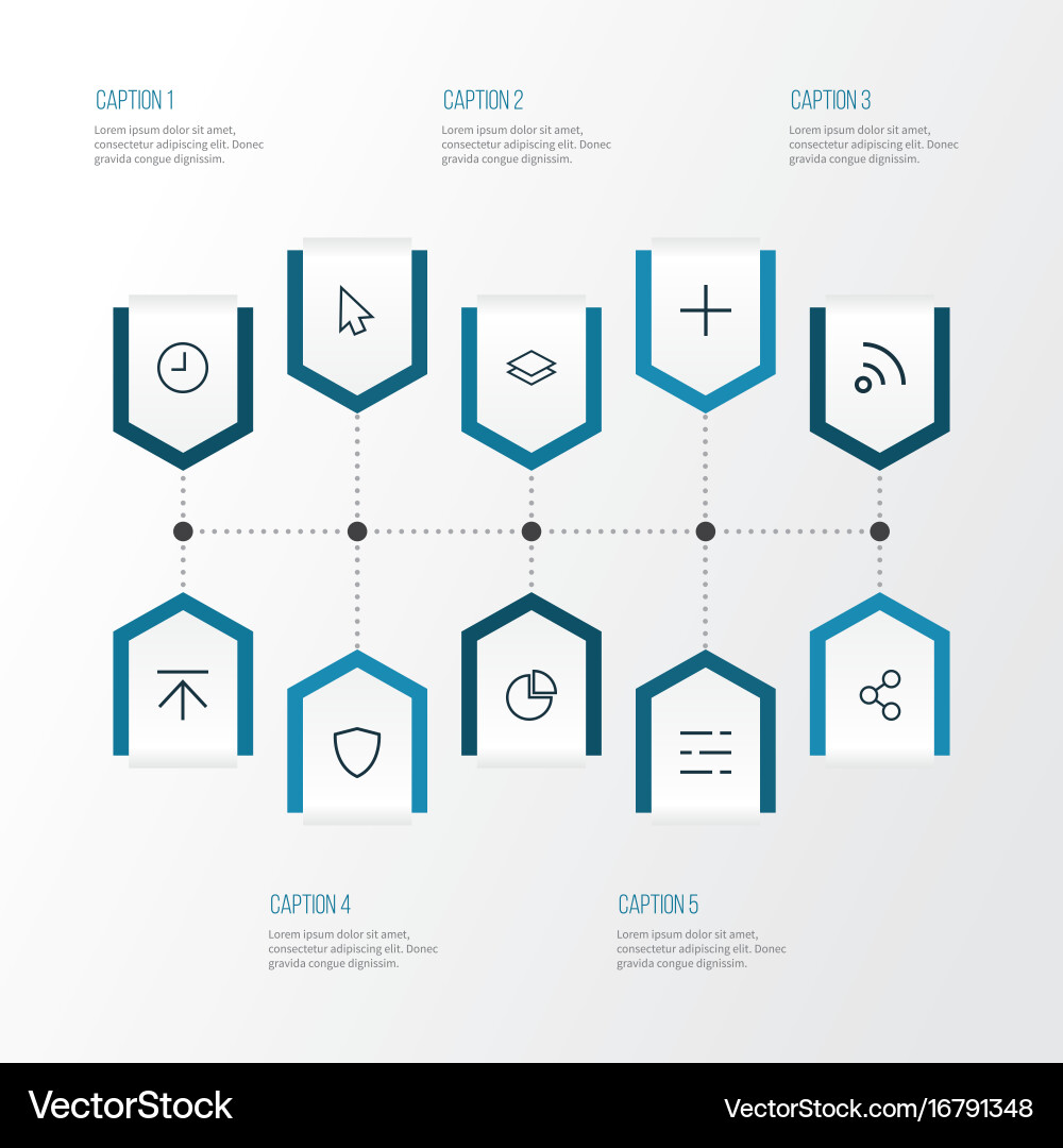 Interface outline icons set collection of add vector image