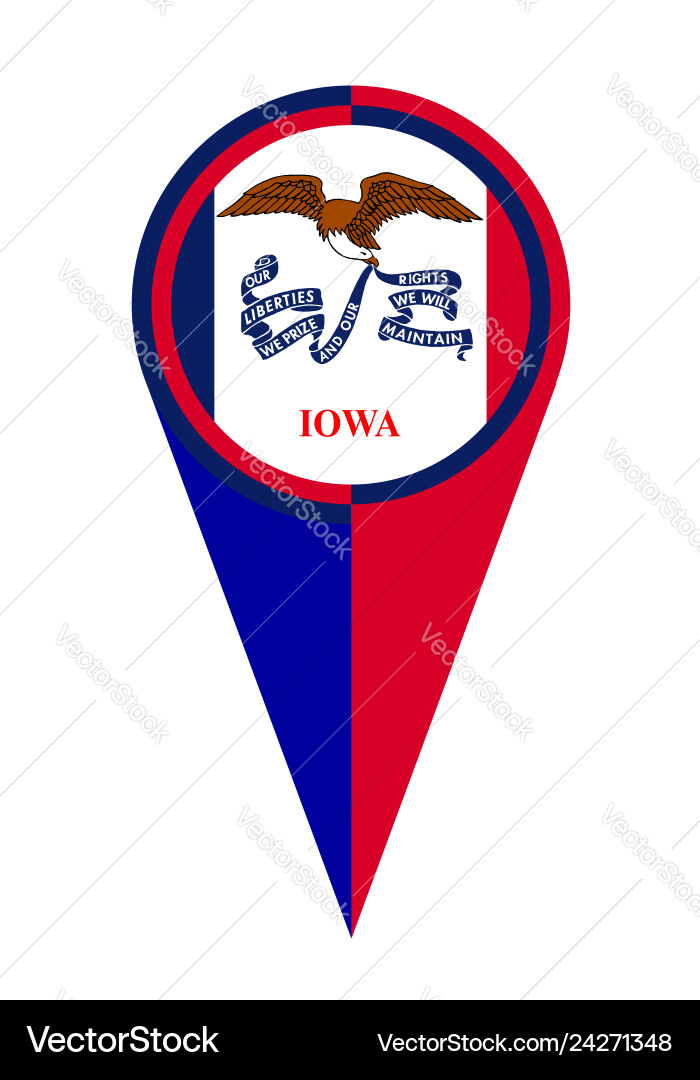 Iowa map pointer location flag Vector Image