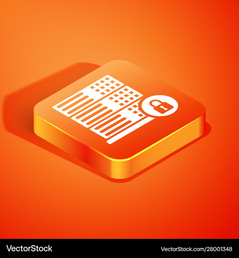 Isometric server security with closed padlock icon Isometric server security with closed padlock icon vector image