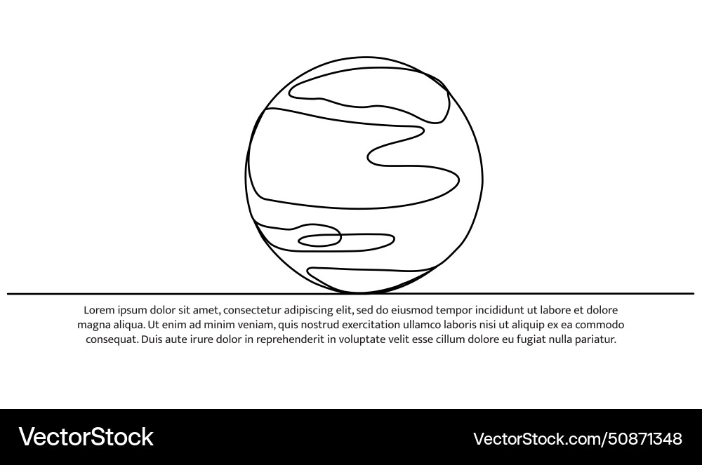 One continuous line of exploration planet One continuous line of exploration planet vector image