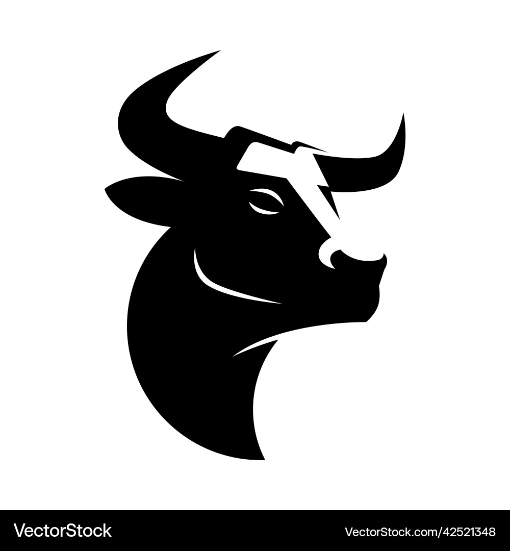Powerful Bull Head Logo Vector Image