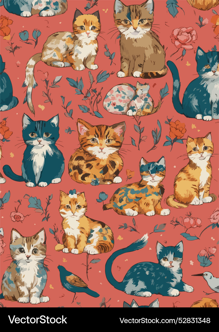 Seamless pattern with cat Seamless pattern with cat vector image