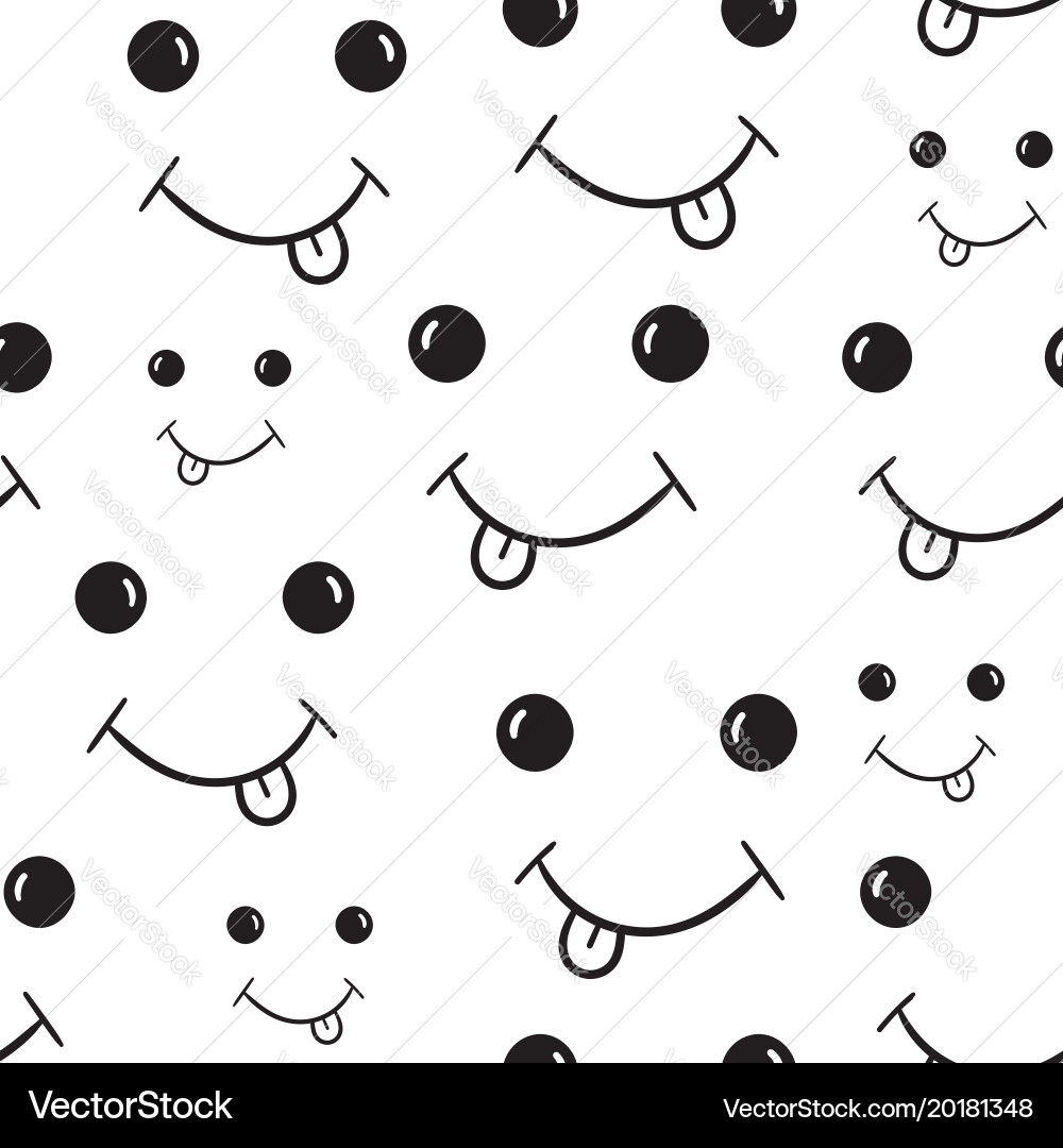 Smile with tongue seamless pattern background vector image