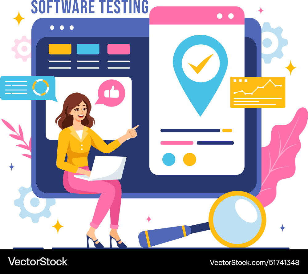 Software testing featuring application Software testing featuring application Vector Image