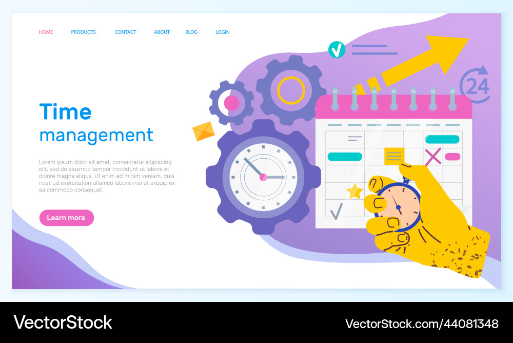 Time management workflow organization website Vector Image