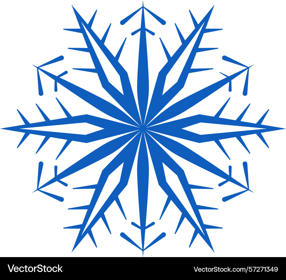 Blue snowflake with sharp edges and intricate Blue snowflake with sharp edges and intricate vector image