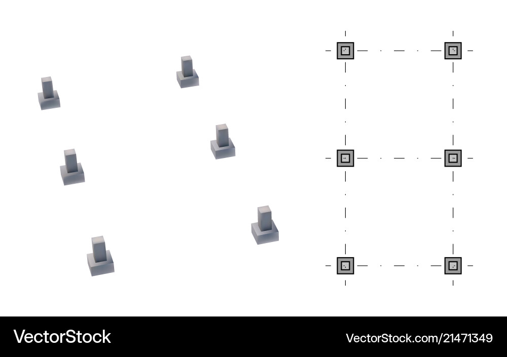Blueprint and 3d image pad foundation vector image