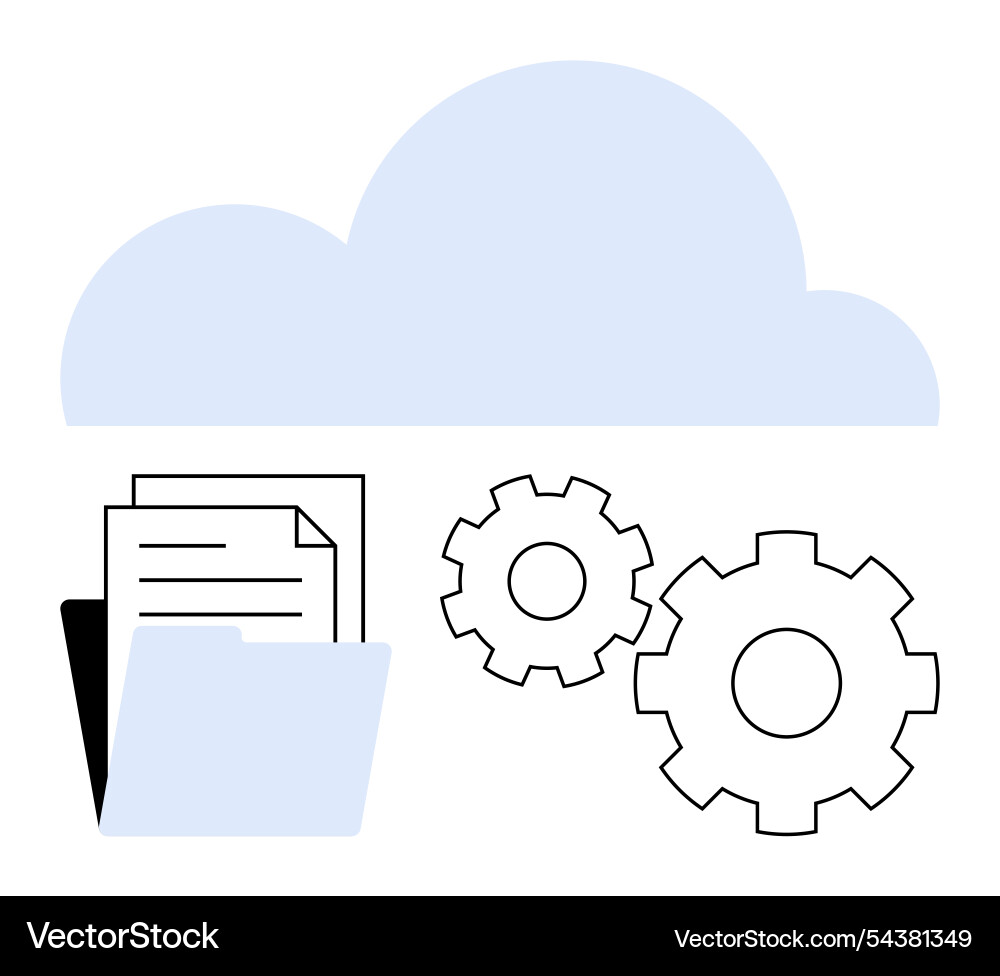 Cloud storage and file management with gears Vector Image