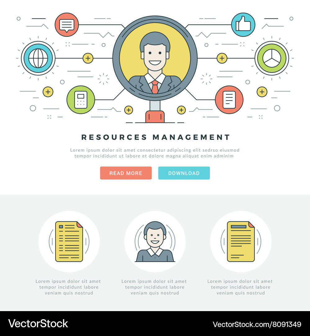 Flat line business concept web site header Vector Image