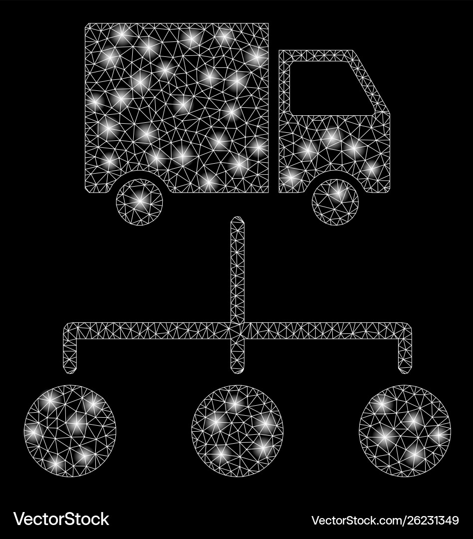 Glossy mesh 2d lorry distribution scheme vector image