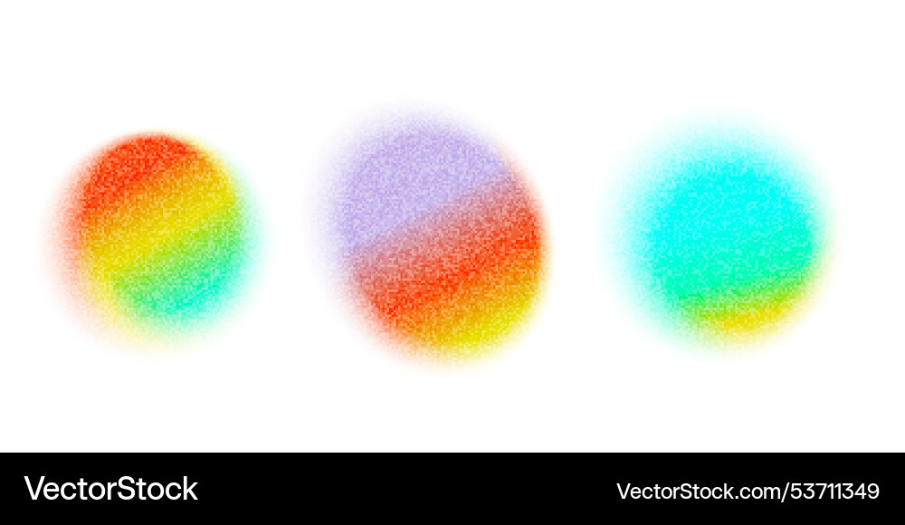 Gradient blobs set gradation circle grain noise Gradient blobs set gradation circle grain noise vector image
