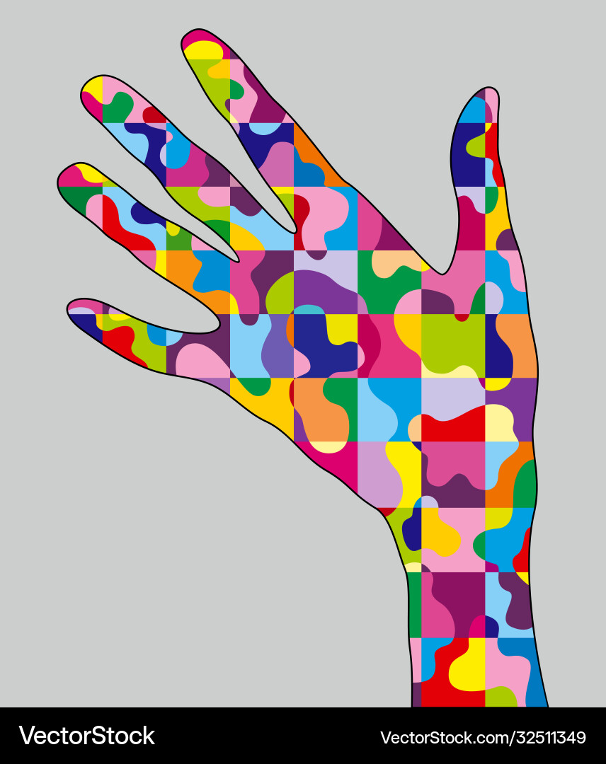 Hand with checkered pattern inside Hand with checkered pattern inside vector image