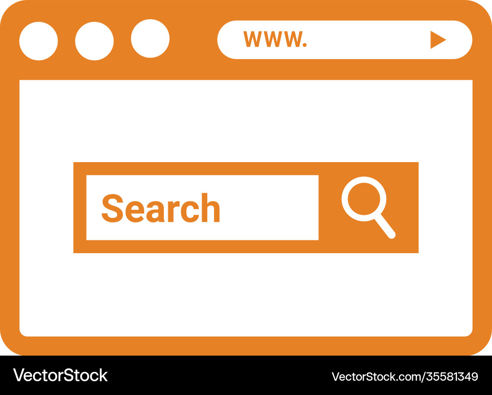 Internet search web exploring icon orange version vector image