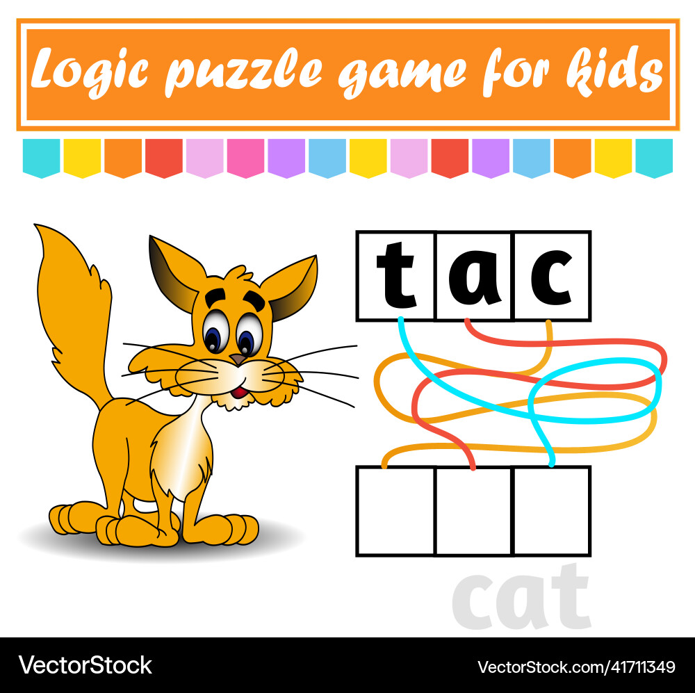 Logic puzzle game learning words for kids find Vector Image