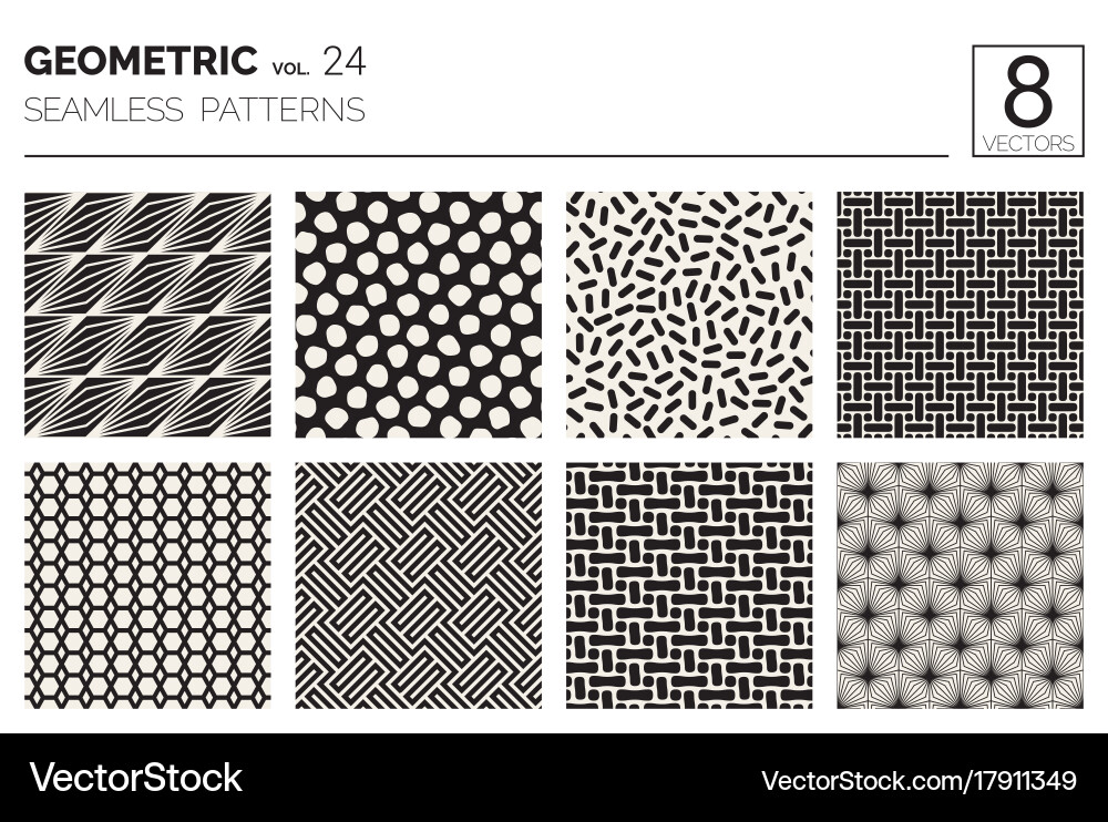 Minimal geometric seamless patterns set vector image
