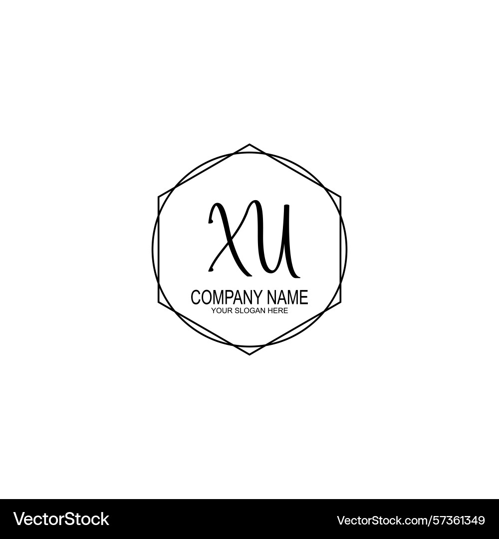 Minimalist handwritten xu initial logos with soft Minimalist handwritten xu initial logos with soft Vector Image