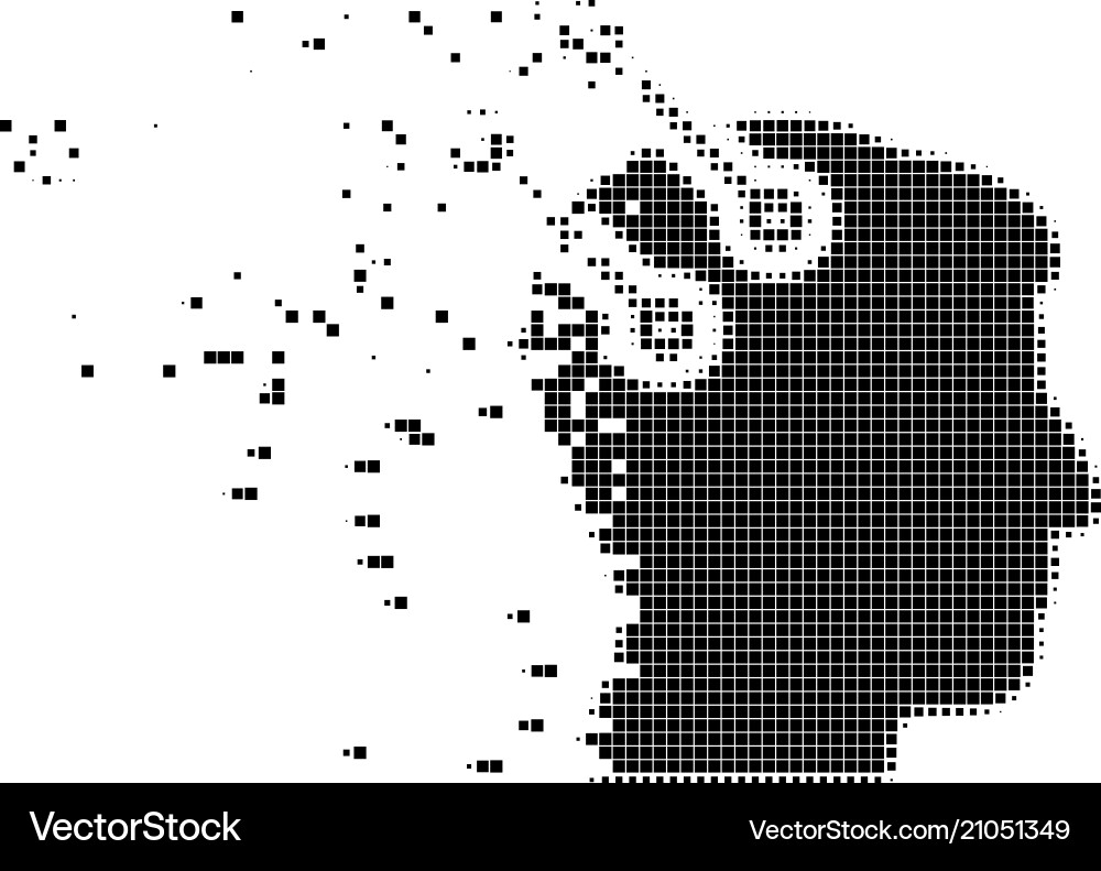 Neural interface connectors destructed pixel icon vector image