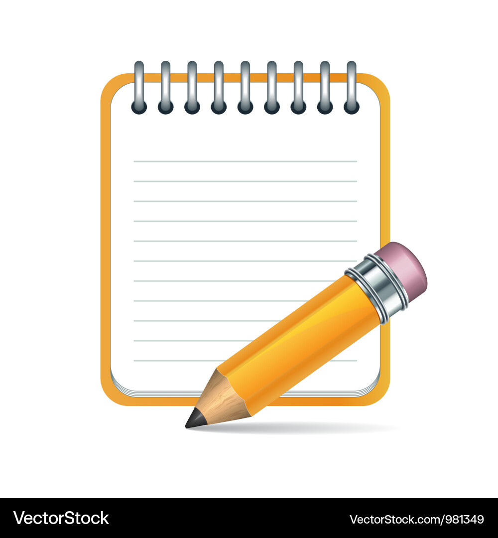 Pencil and Notepad Icon Vector Image