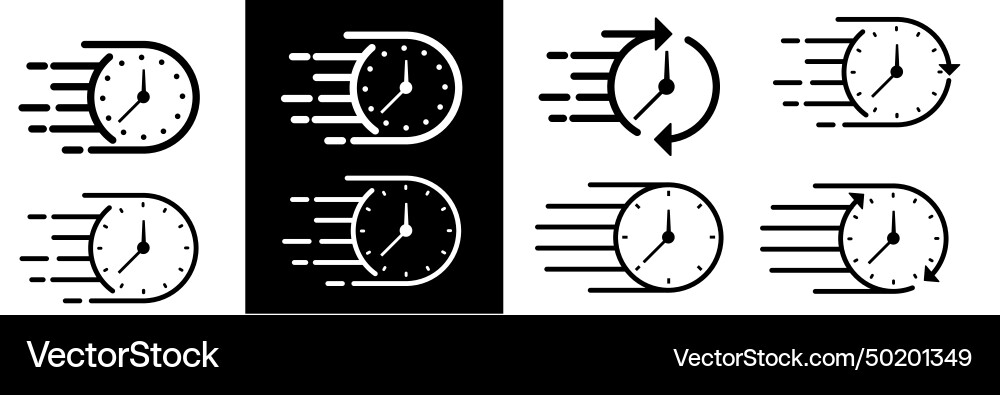 Quick time or deadline icon set in line style Quick time or deadline icon set in line style vector image
