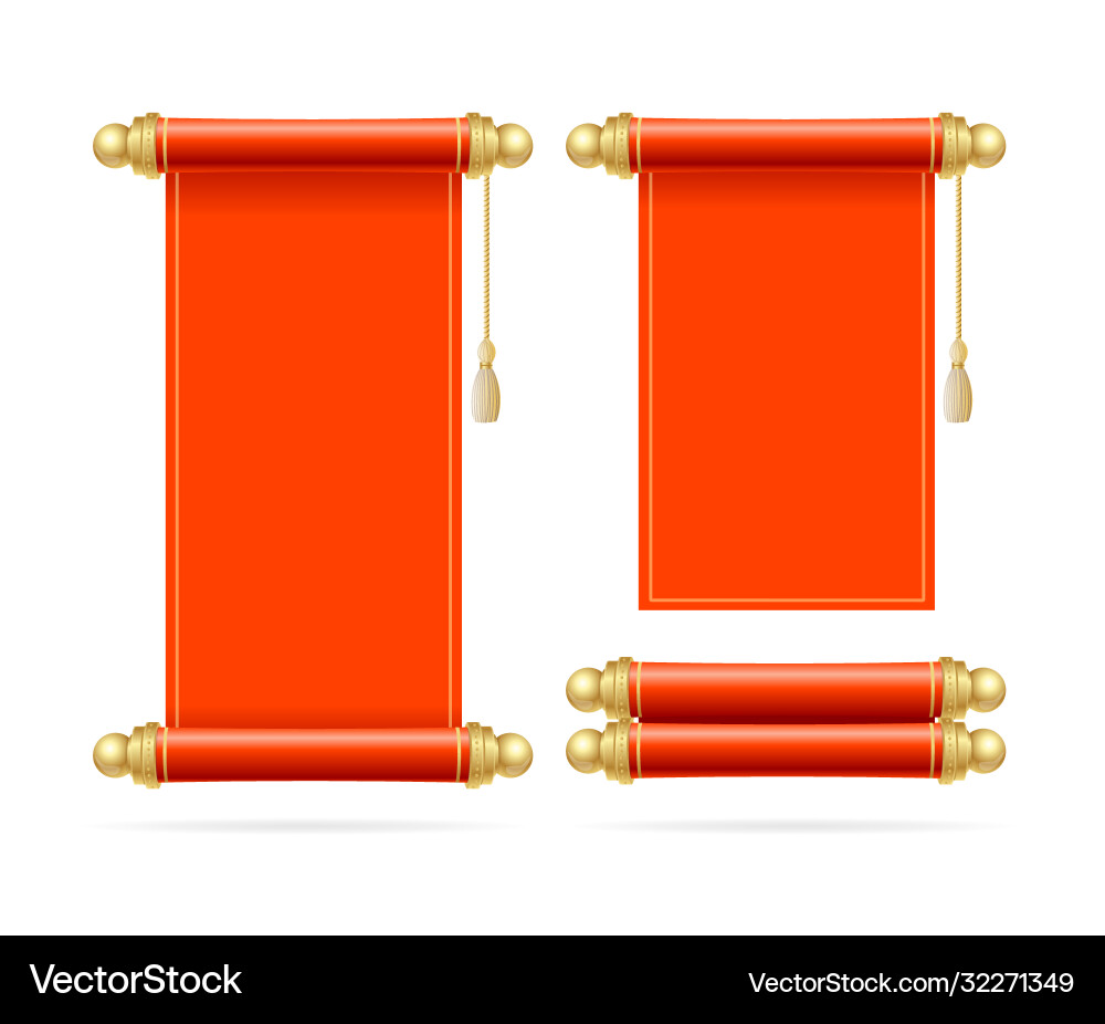Red Scroll Set - Realistic 3D vector image