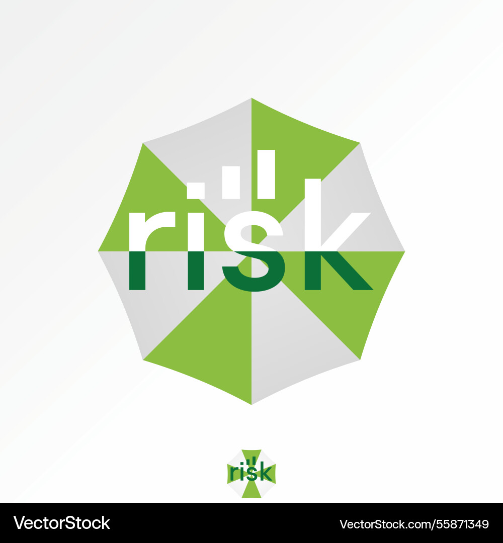 Umbrella text word risk graph bar chart font line Umbrella text word risk graph bar chart font line vector image