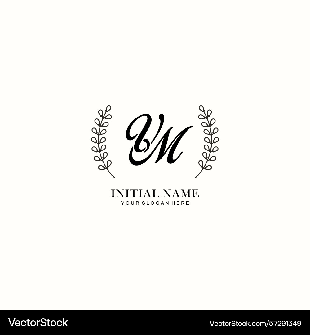 Vm initial logo templates with botanical elements Vector Image