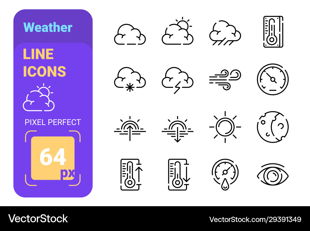 Wetter linear Icons Set Wetter linear Icons Set vektorbild