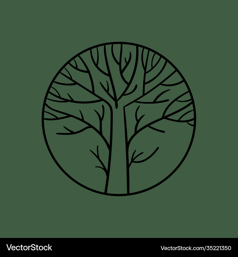 Abstract circle with a leafless tree inside logo Abstract circle with a leafless tree inside logo vector image