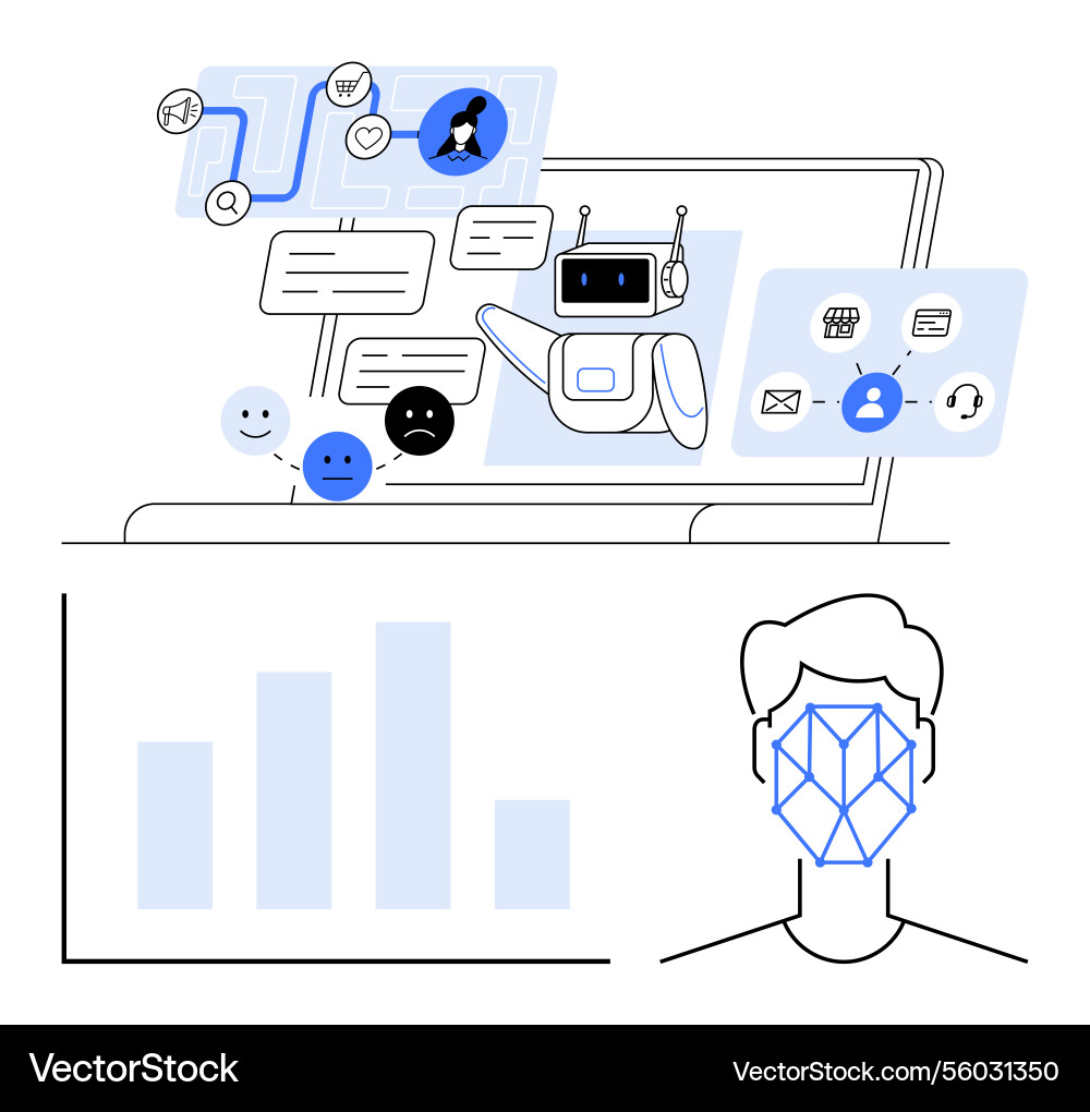 Ai-powered chatbot interacting with user data Ai-powered chatbot interacting with user data vector image