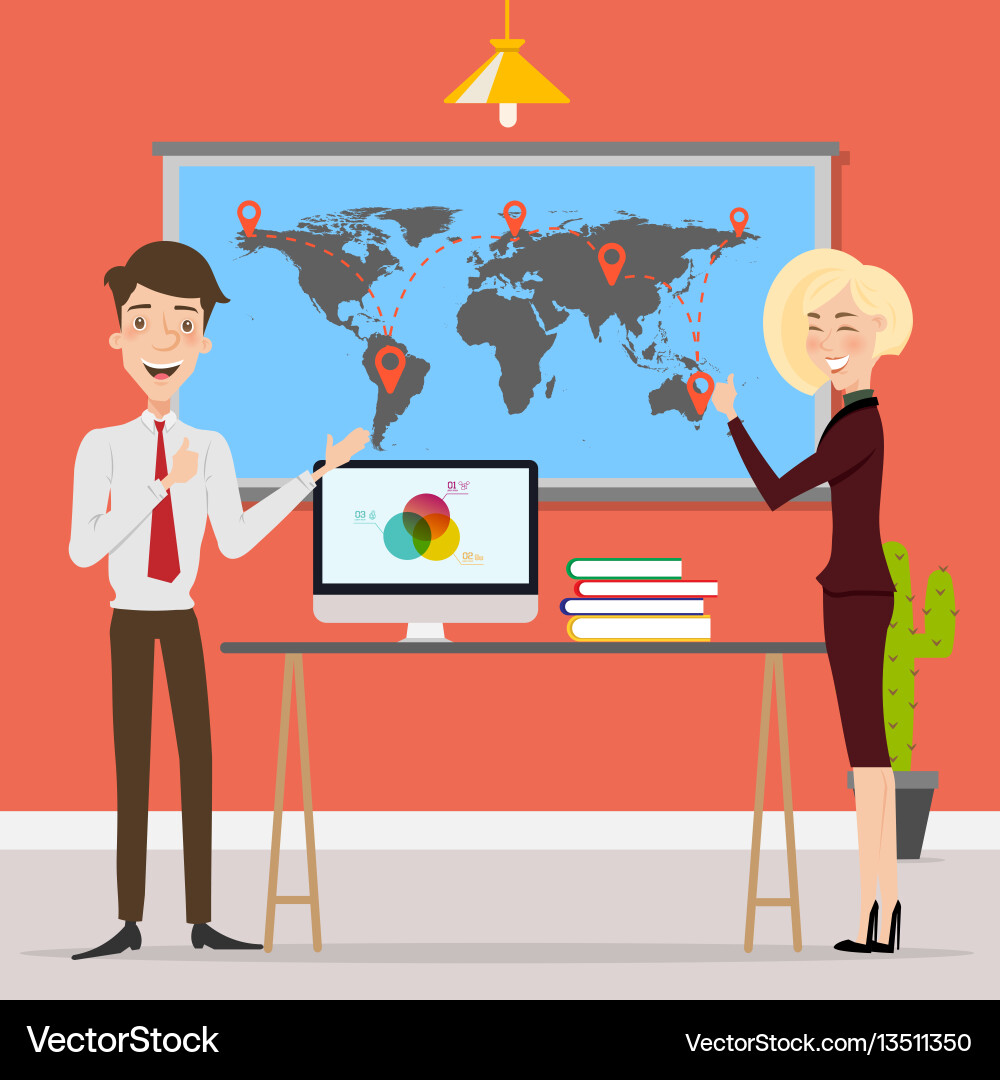 Business people talking at working office space Business people talking at working office space vector image