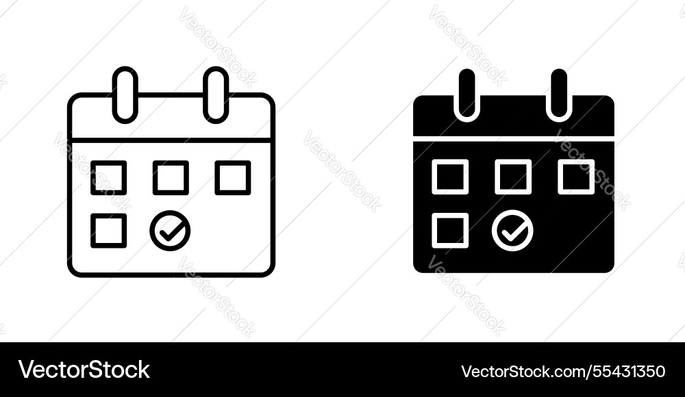 Calendar check icons set in filled and strokes Vector Image