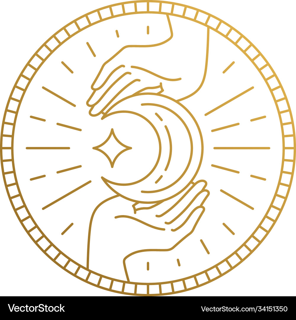 Celestial Hands with Moon and Stars Vector Image