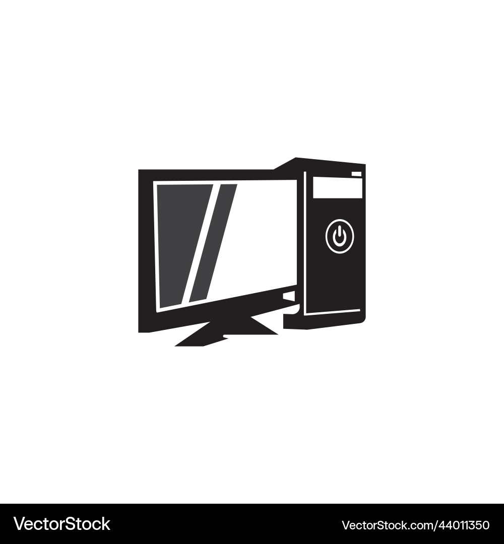 Computer or pc flat icon display image Vector Image