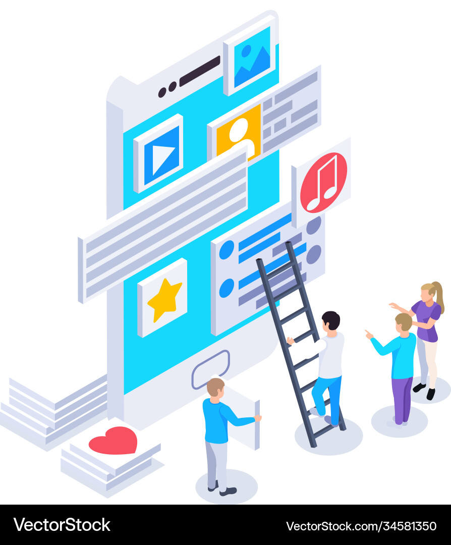 Constructing mobile interface composition vector image